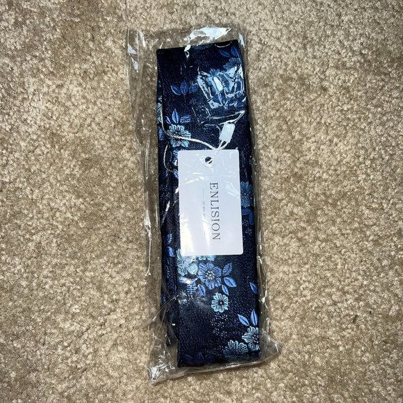 Slim Blue Foral Tie - Brand New Enlision Formal Tie - Picture 2 of 4